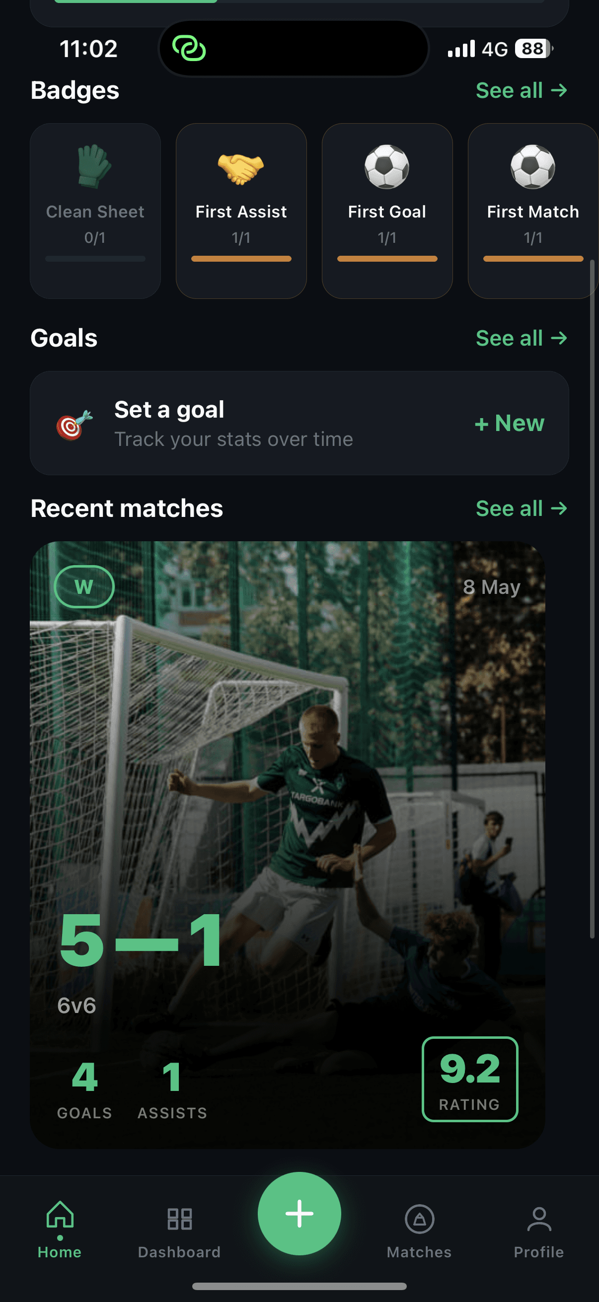Rabona — match history view