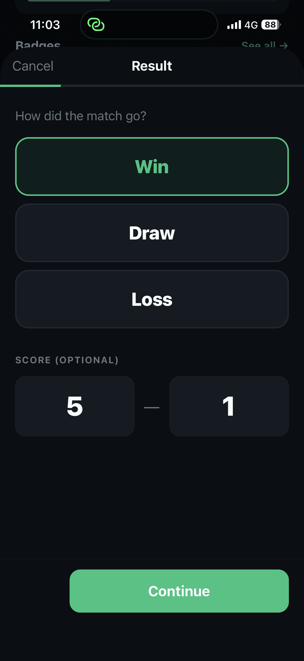 Rabona match log